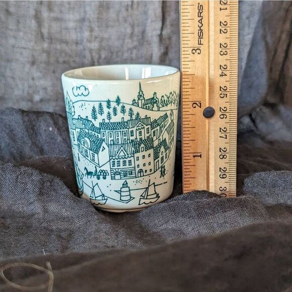 Nymolle Art Faience Hoyrup Denmark Cup & Saucer 6007 Village Harbor Scene 1970s - Picture 8 of 9